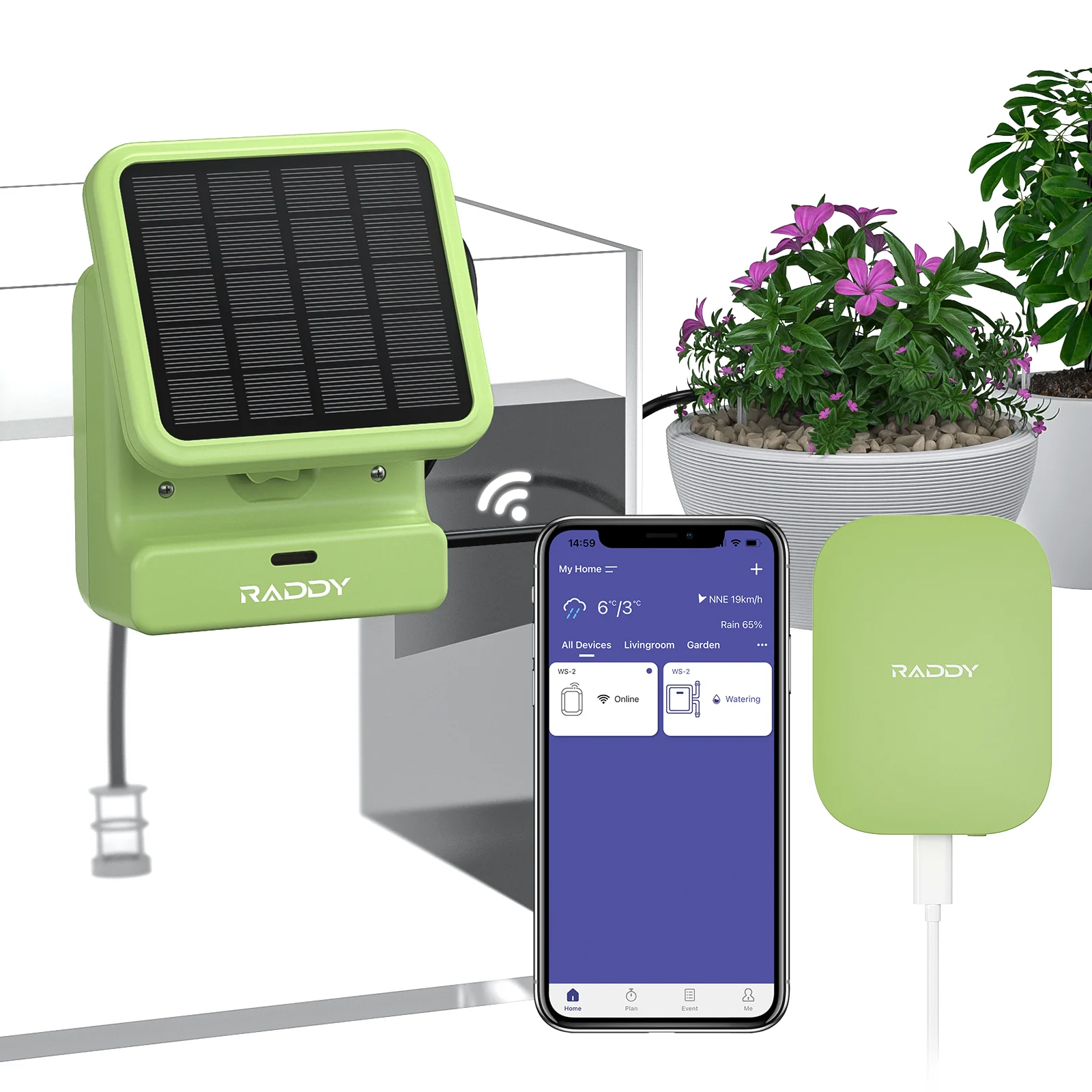 Raddy WS-2 Wi-Fi Drip Irrigation System | APP-Controlled | DIY Automatic Water Pump |  Dual Power Supply