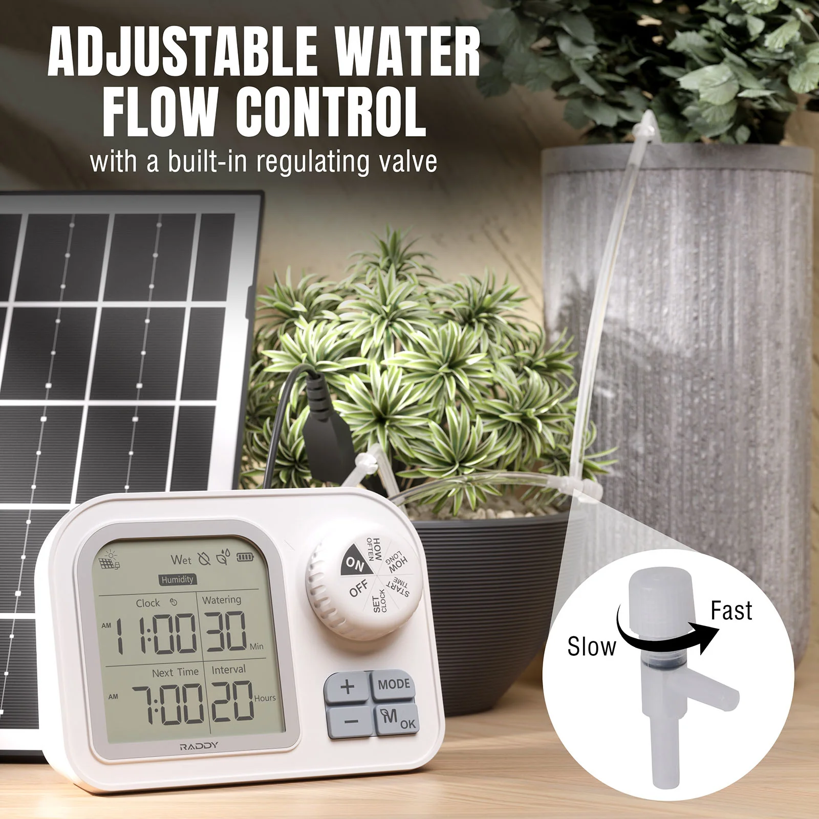 Raddy WS-7 Solar Drip Irrigation Kit | IPX7 Waterproof | Auto Watering System | Auto-Soil Humidity Detection |  2600mAh Battery | Large Display - Image 12
