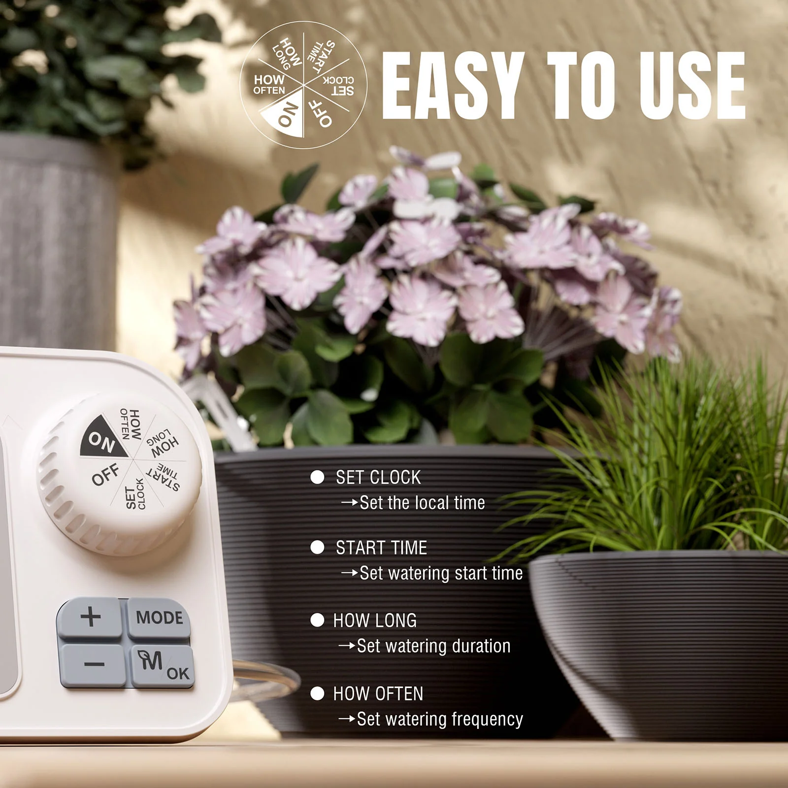 Raddy WS-7 Solar Drip Irrigation Kit | IPX7 Waterproof | Auto Watering System | Auto-Soil Humidity Detection |  2600mAh Battery | Large Display - Image 3