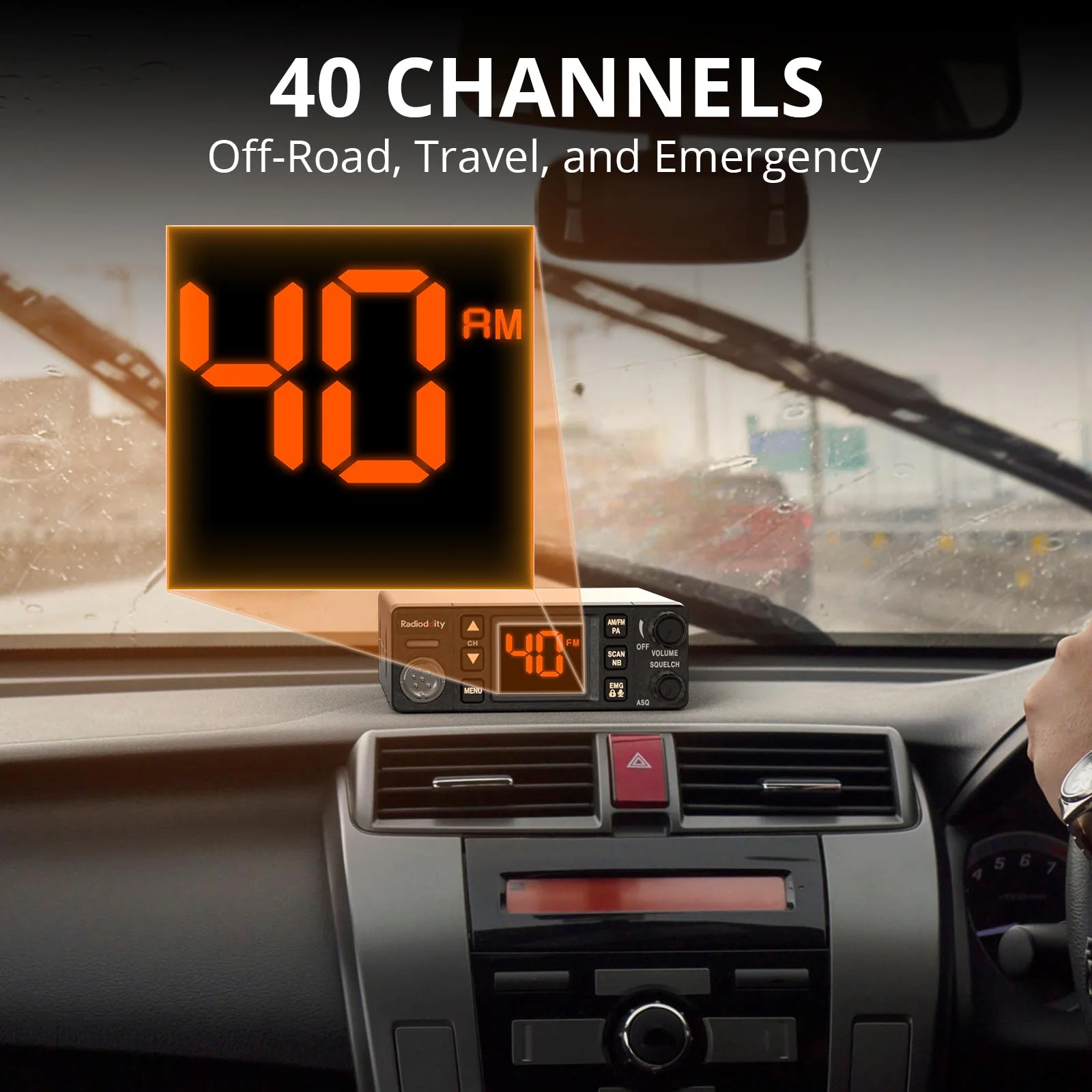 Radioddity CB-606 / CB-606 Pro CB Radio | 4W | AM/FM/PA | 2.2’’ LCD Display | Instant Channel 9/19 | NB/ASQ/SQ | 40 Channels - Image 5