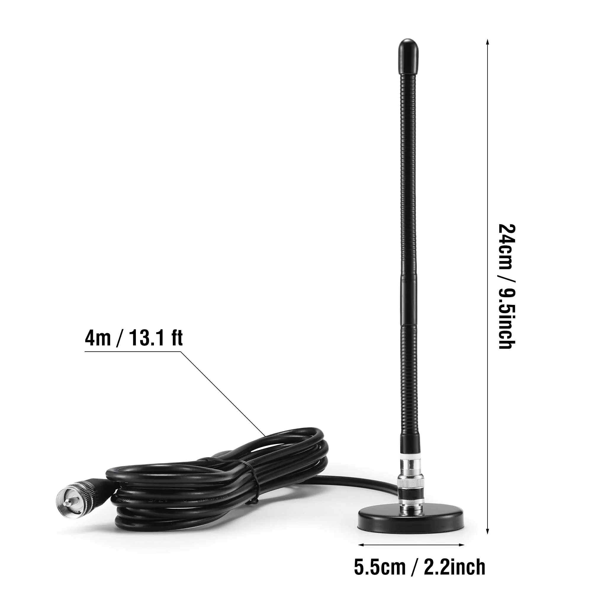 Radioddity CB515 CB Antenna | 27MHz | SO-239 Connector | With Magnetic Base | 13.1 ft Cable - Image 2