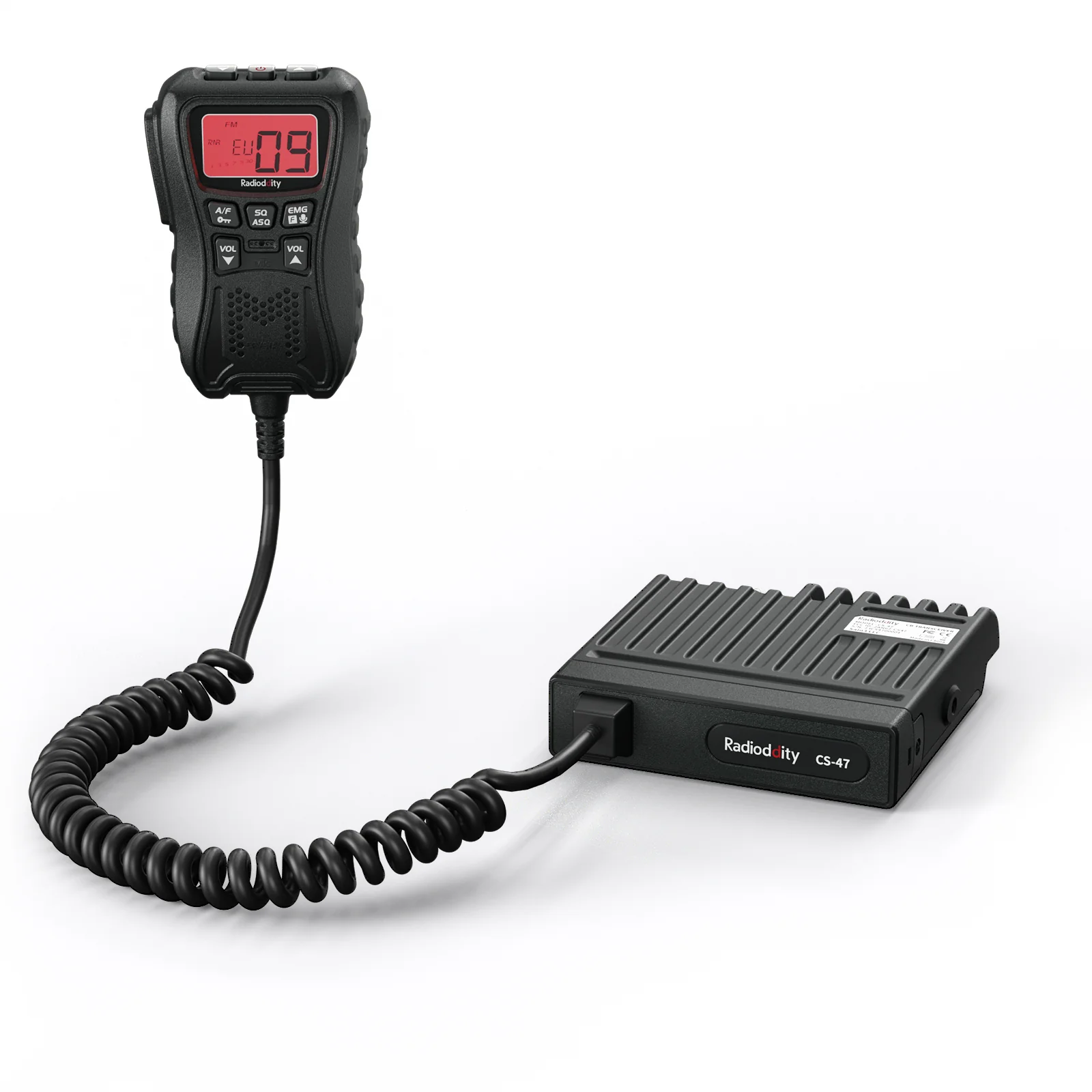 Radioddity CS-47 One Hander CB Radio | LCD Mic with Built-in Speaker | 7-Color Backlit | AM/FM | RF Gain | VOX - Image 2
