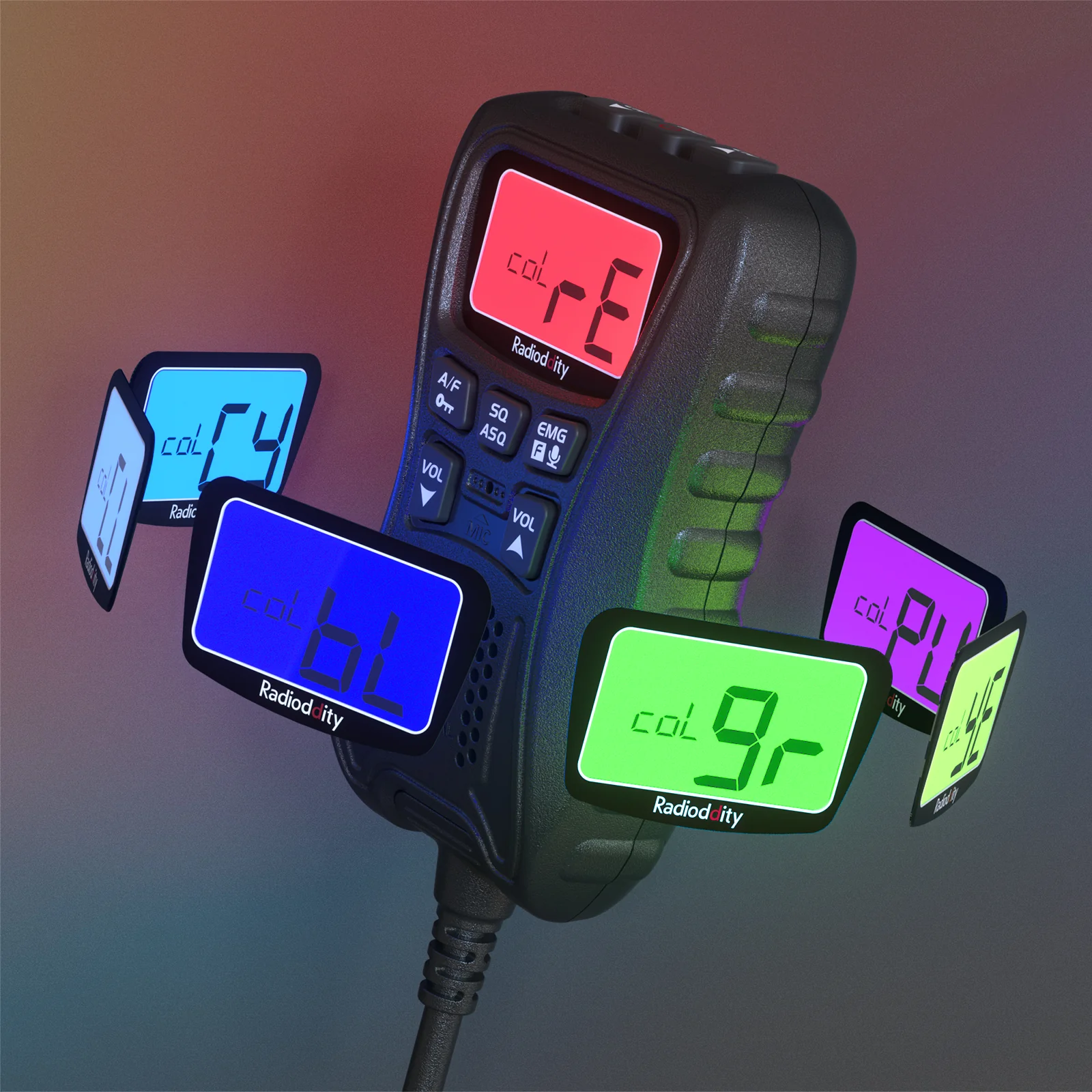 Radioddity CS-47 One Hander CB Radio | LCD Mic with Built-in Speaker | 7-Color Backlit | AM/FM | RF Gain | VOX - Image 7