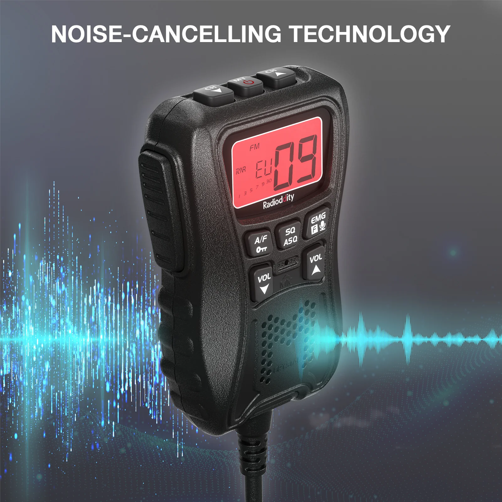 Radioddity CS-47 One Hander CB Radio | LCD Mic with Built-in Speaker | 7-Color Backlit | AM/FM | RF Gain | VOX - Image 8