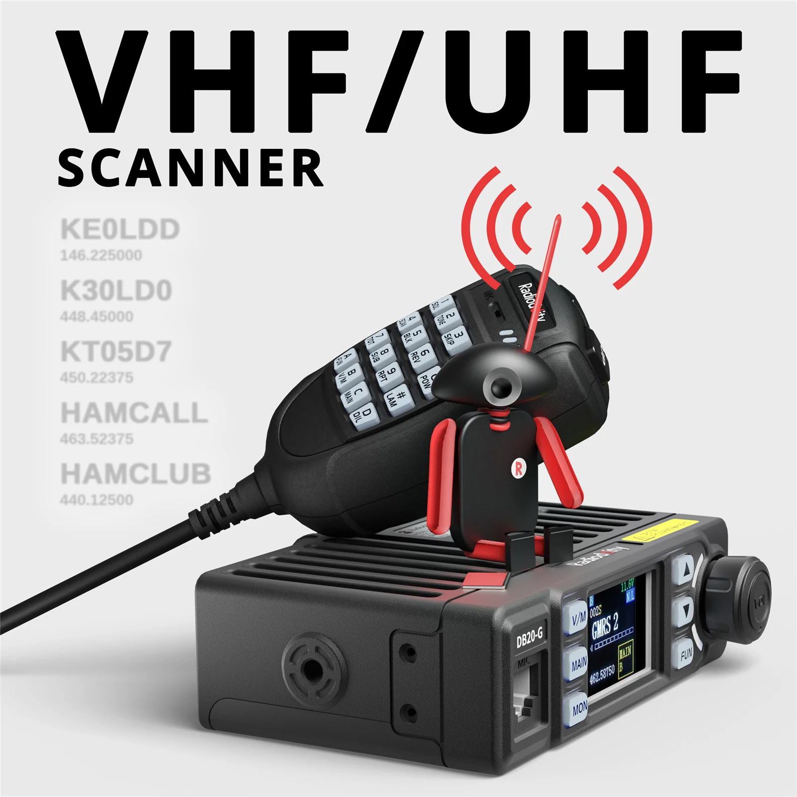 Radioddity DB20-G GMRS Mobile | 20W | 500 Channels | UHF VHF Scanner | Sync | Repeater Capable | Support CHIRP Programming - Image 3
