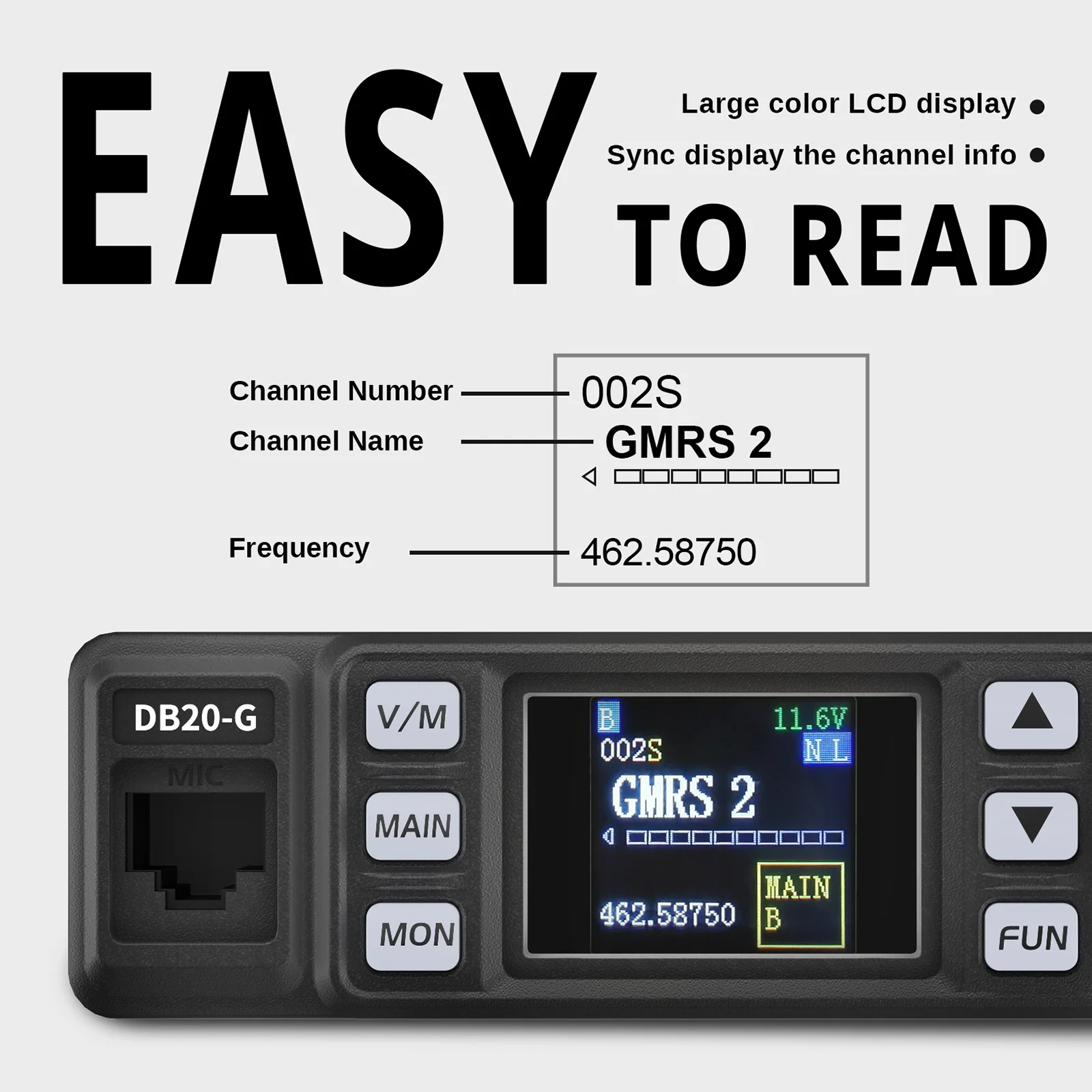 Radioddity DB20-G GMRS Mobile | 20W | 500 Channels | UHF VHF Scanner | Sync | Repeater Capable | Support CHIRP Programming - Image 4