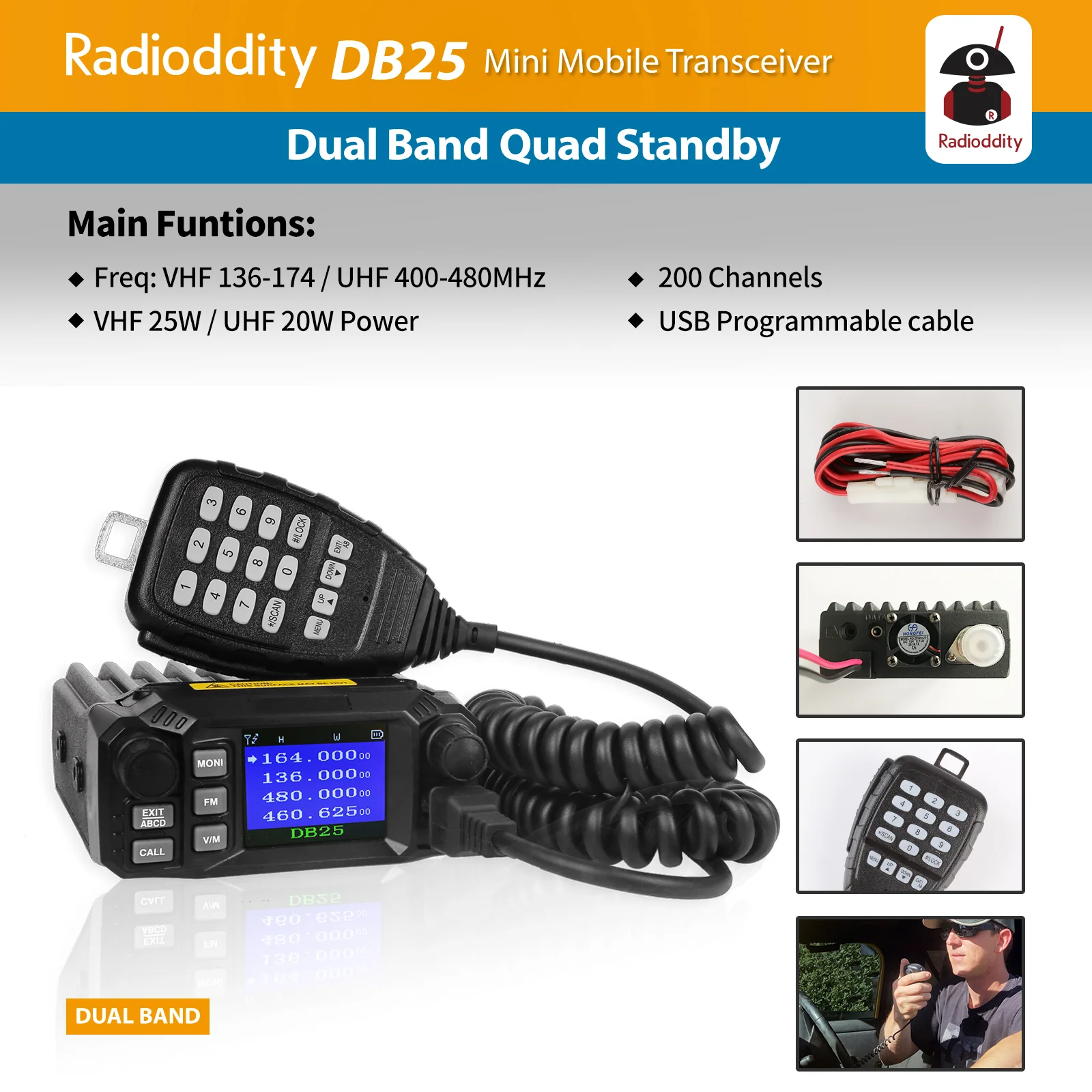 DB25 Dual Band Quad-standby Mobile Radio 25W/10W [DISCONTINUED] - Image 6