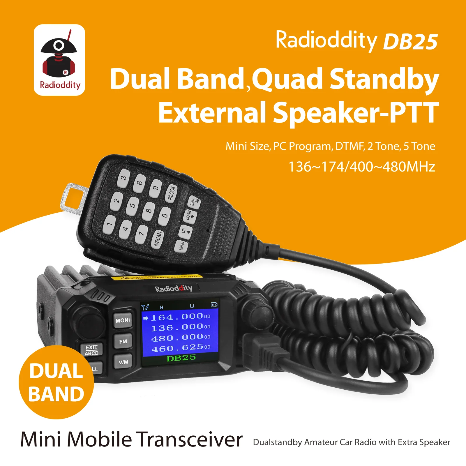 DB25 Pro Dual Band Quad-standby Mini Mobile Radio + 50W Antenna + Cable - Image 3