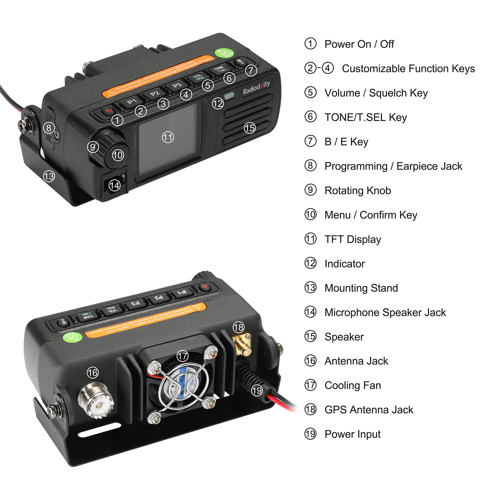 Radioddity DB25-D Mini Mobile Radio | 20W | Analog & Digital DMR | VHF & UHF Dual Band | GPS / APRS | SMS | Color Screen | 500000 Contacts - Image 7