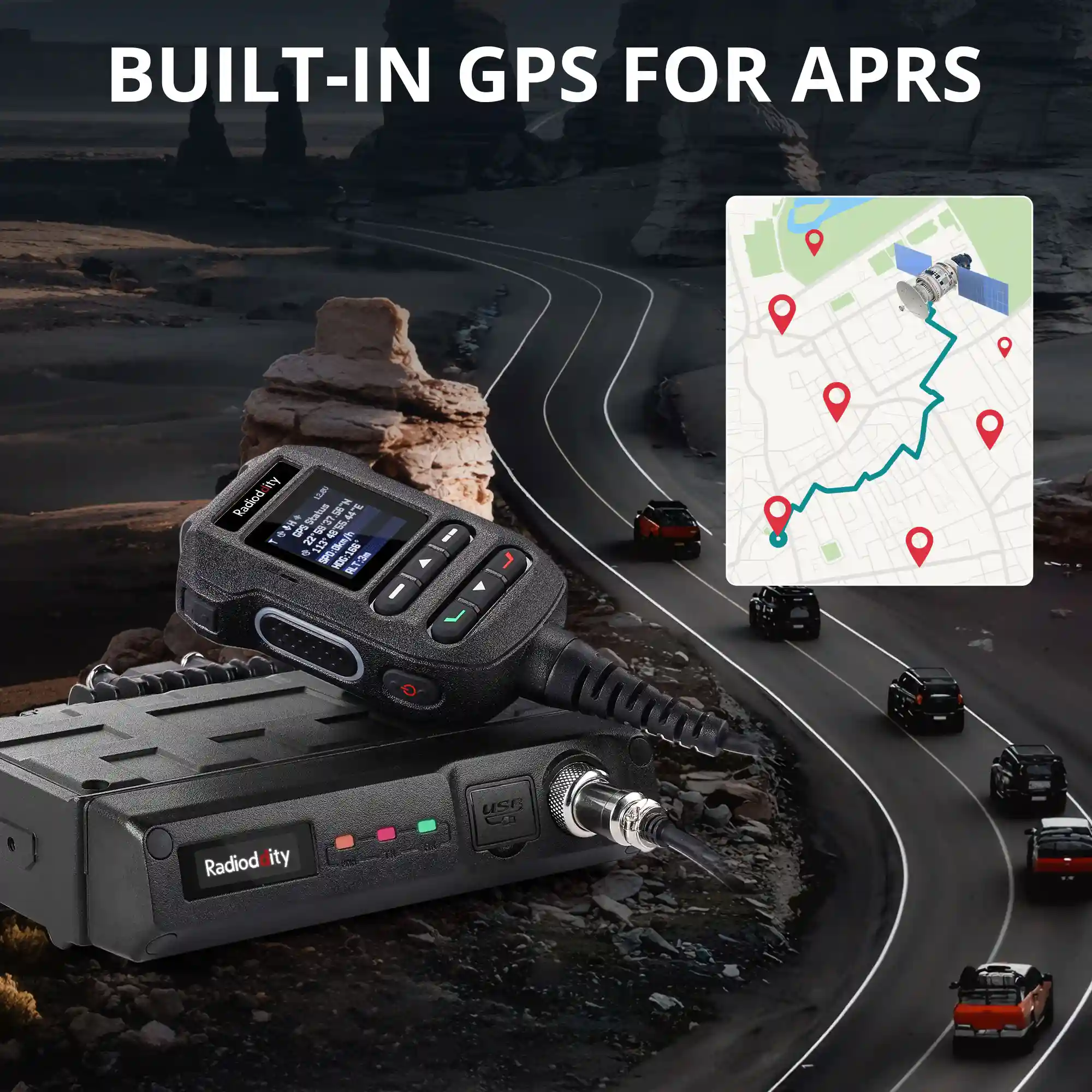 Radioddity DB50-B Mini Mobile Radio | 50W | GPS & APRS | Multi-band TX & RX | Bluetooth KISS TNC & APP Program | All-in-one MIC with Display - Image 6