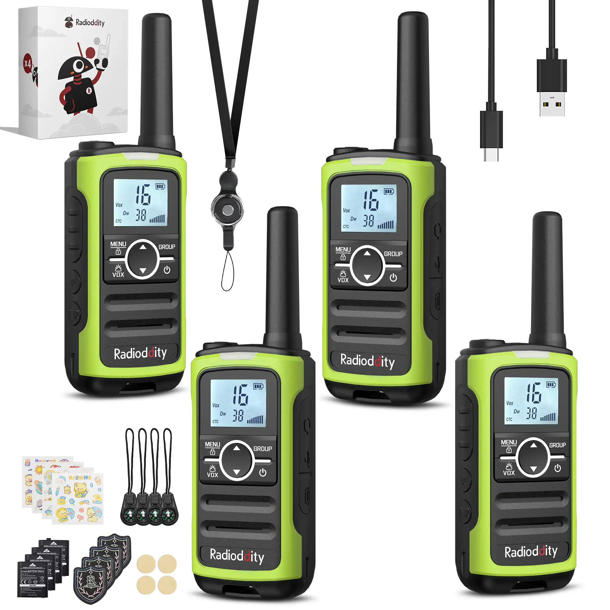Radioddity FS-T8/PR-T8 FRS/PMR Radio | Long Range with Group Call | VOX | NOAA | Flashlight | 2000mAh Battery | USB-C Charging - Image 8