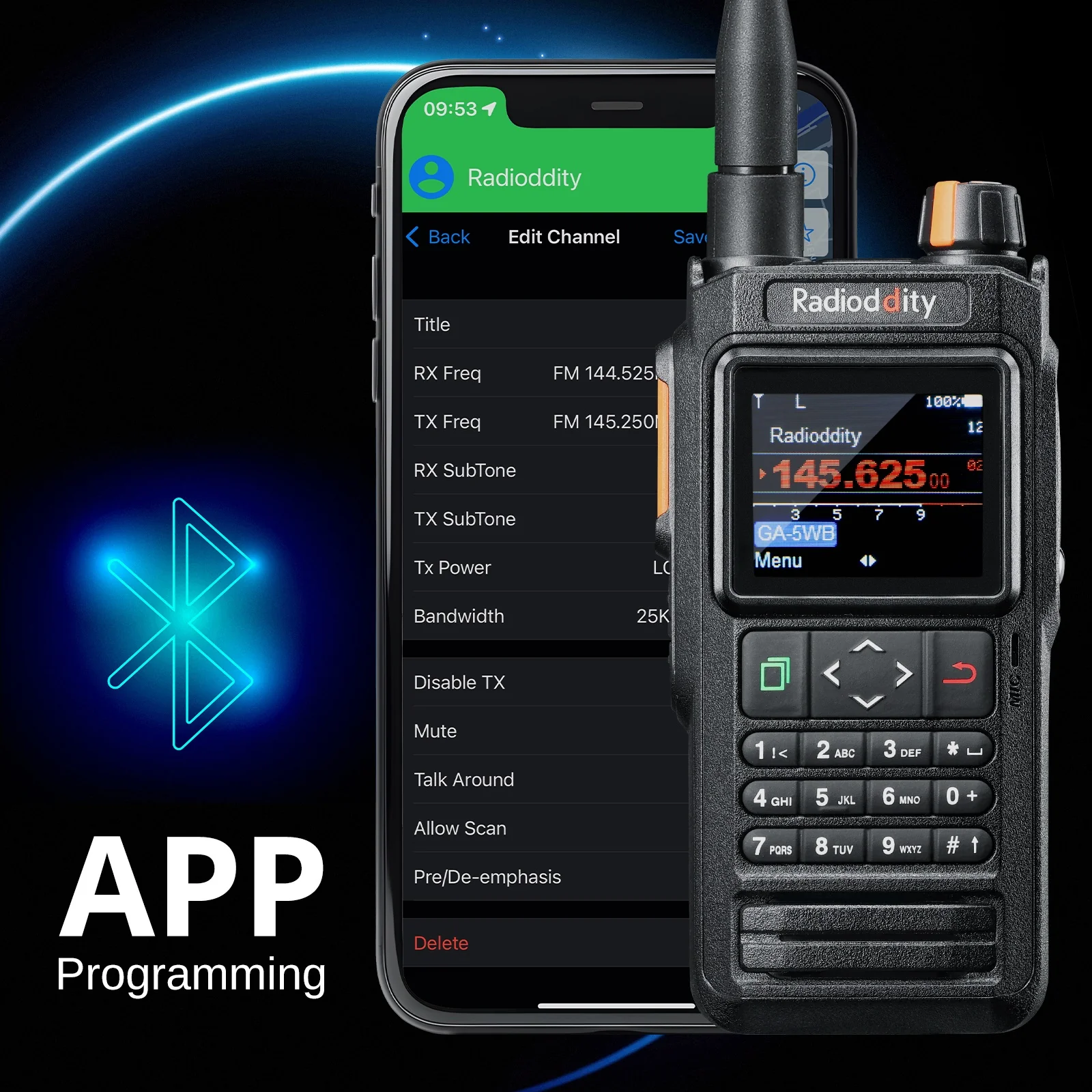 Radioddity GA-5WB | 5W | VHF & UHF | GPS & APRS | Bluetooth Programming | Air Band | IP67 | 2600mAh USB-C - Image 5