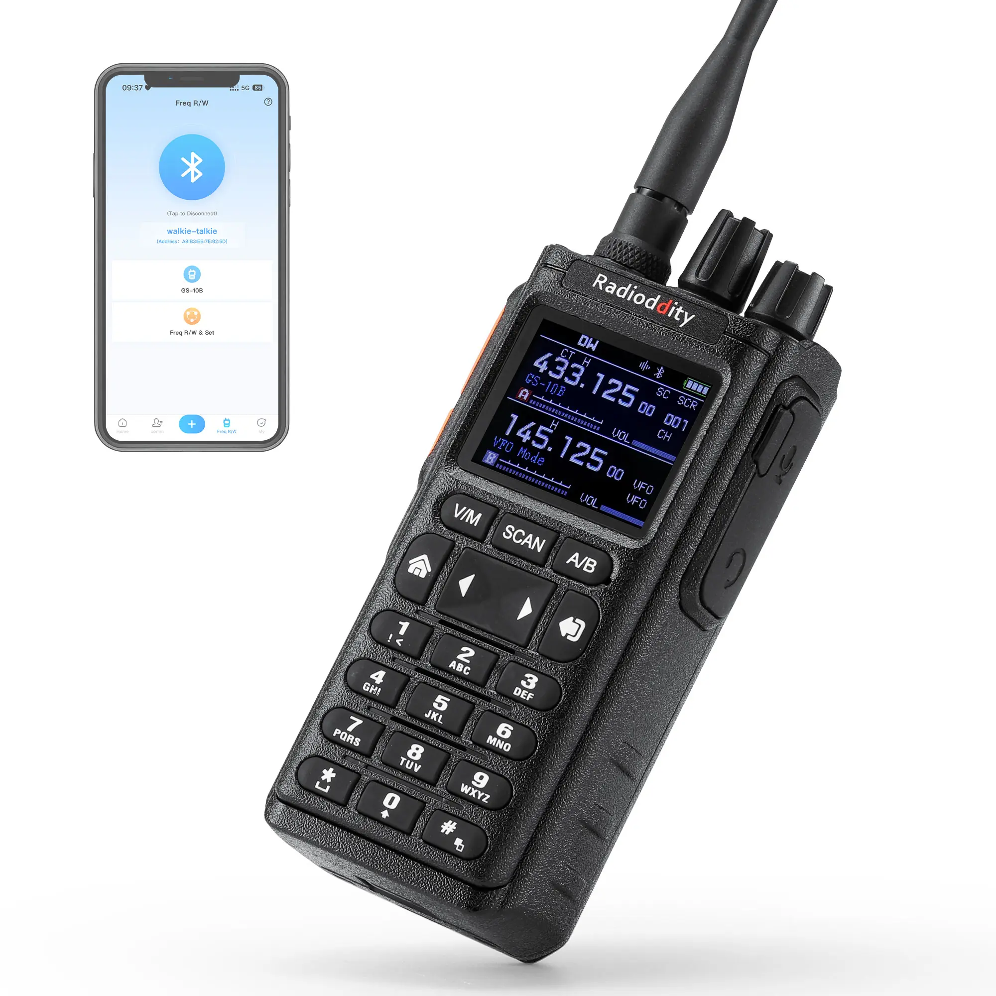 Radioddity GS-10B 8W Ham Radio | Multi-Band TX & RX | BT APP Programmable | Dual PTT | Color Display | USB-C | Support CHIRP Programming - Image 2