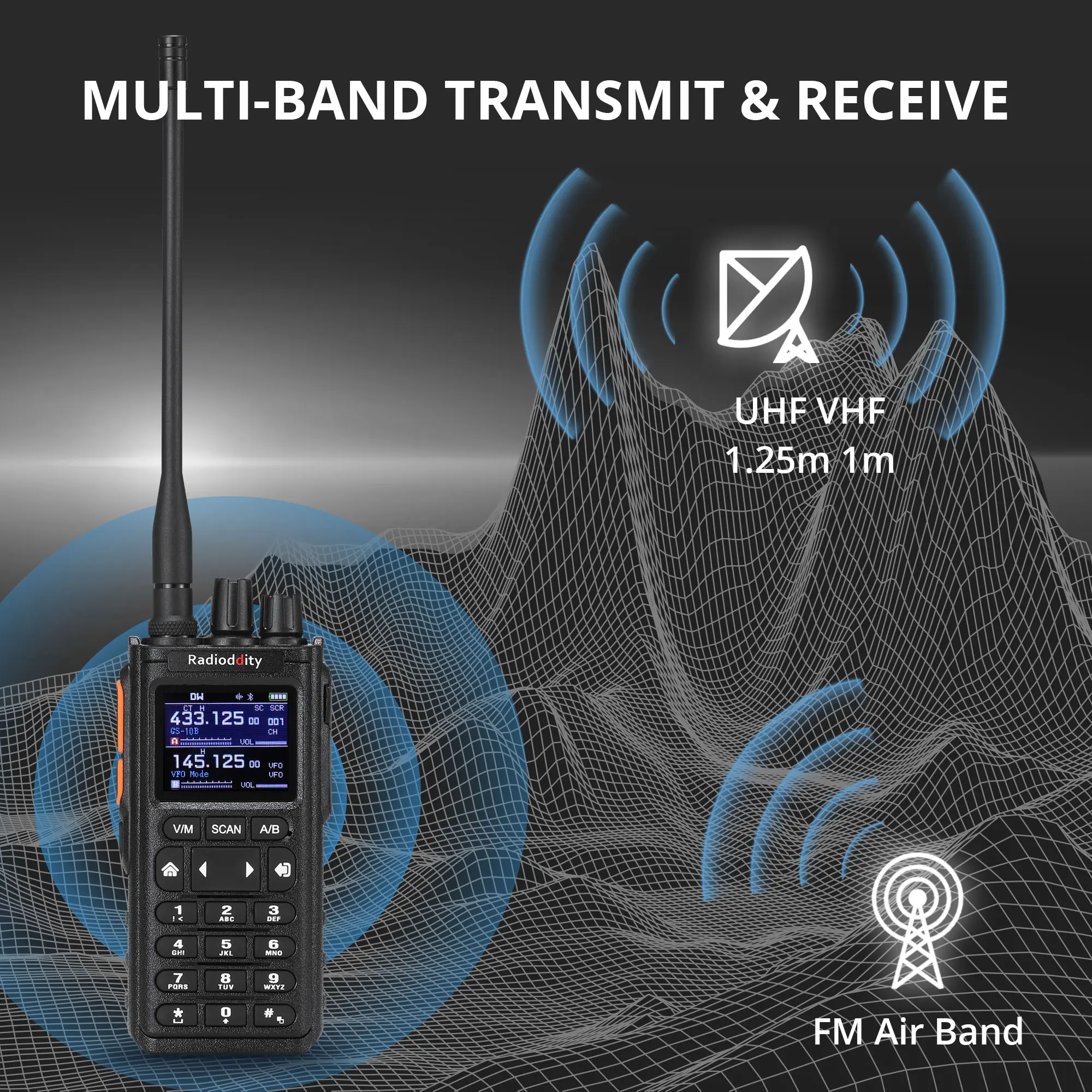 Radioddity GS-10B 8W Ham Radio | Multi-Band TX & RX | BT APP Programmable | Dual PTT | Color Display | USB-C | Support CHIRP Programming - Image 7