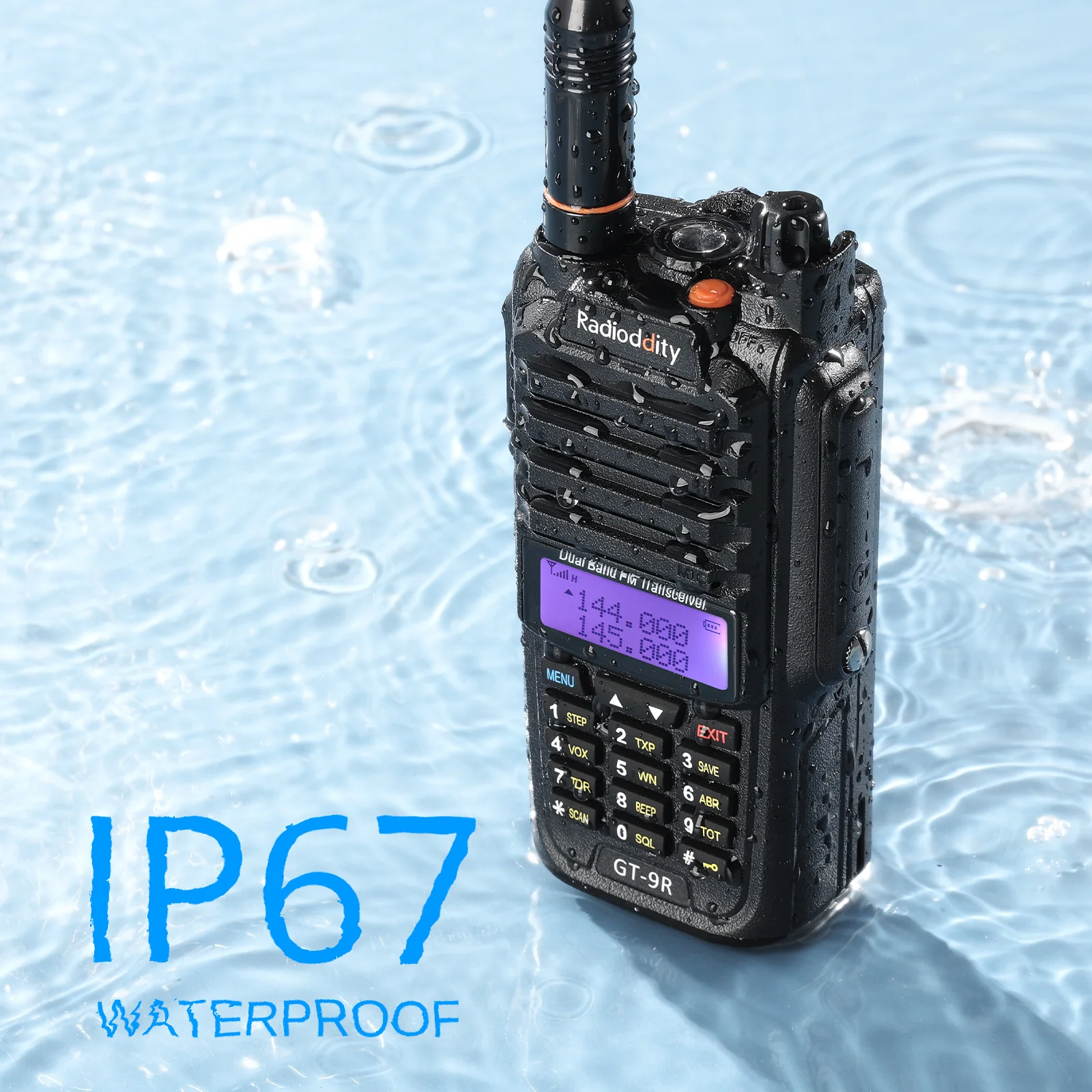 Radioddity GT-9R Dual Band Radio | 5W | IP67 Waterproof | 2000mAh | Customized EU Frequency - Image 6