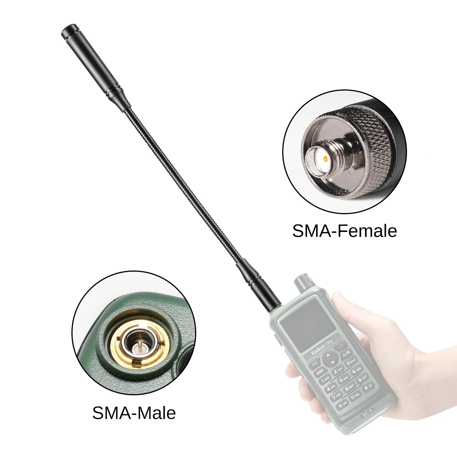 Radioddity RA13 Gooseneck Antenna | Dual Band | SMA-F | 13.3’’ High Gain Ham Radio Antenna - Image 5