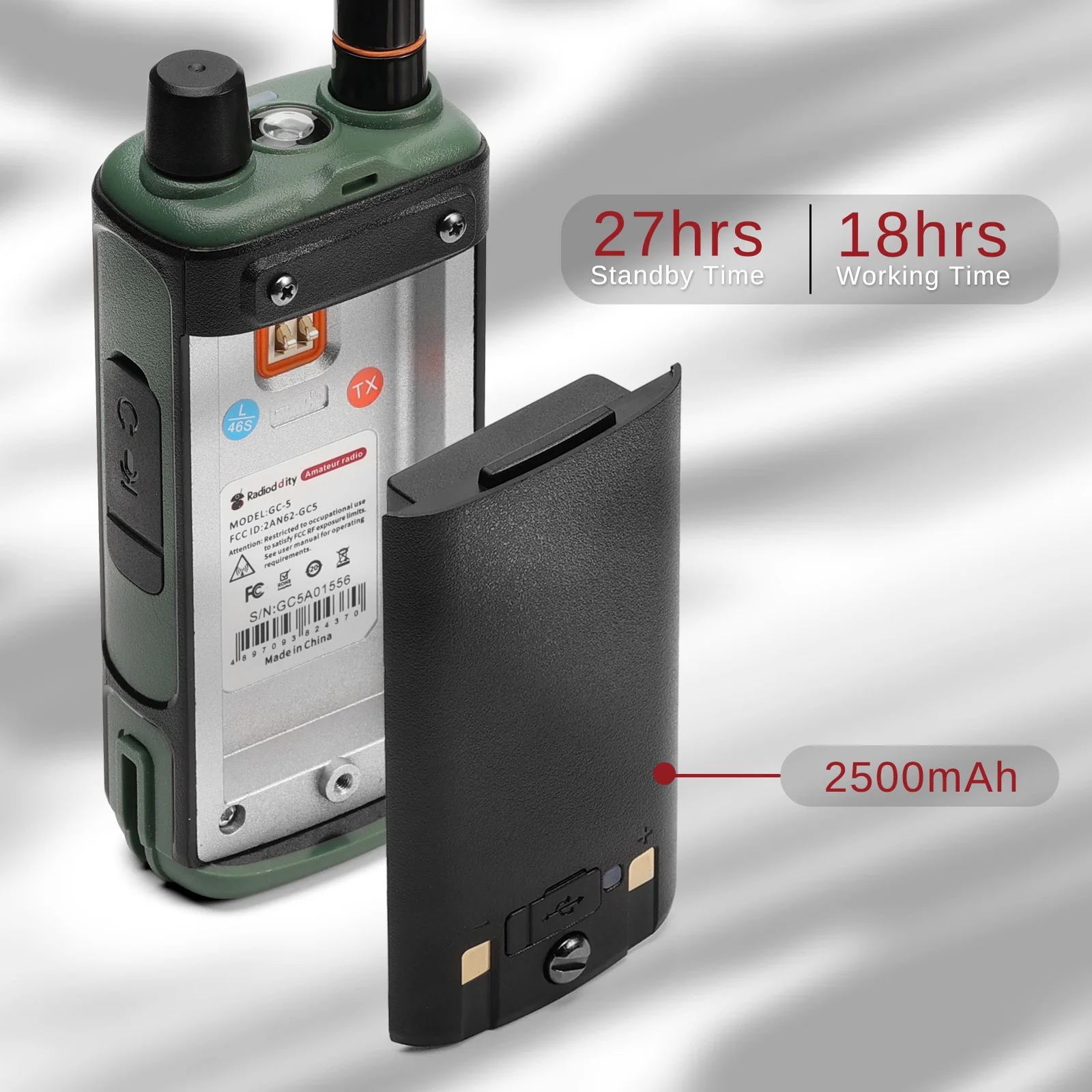 Radioddity RL-19 | 2500mAh Original Battery for Radioddity GC-5/GM-30 Plus | Type-C Charging | 7.4V - Image 3