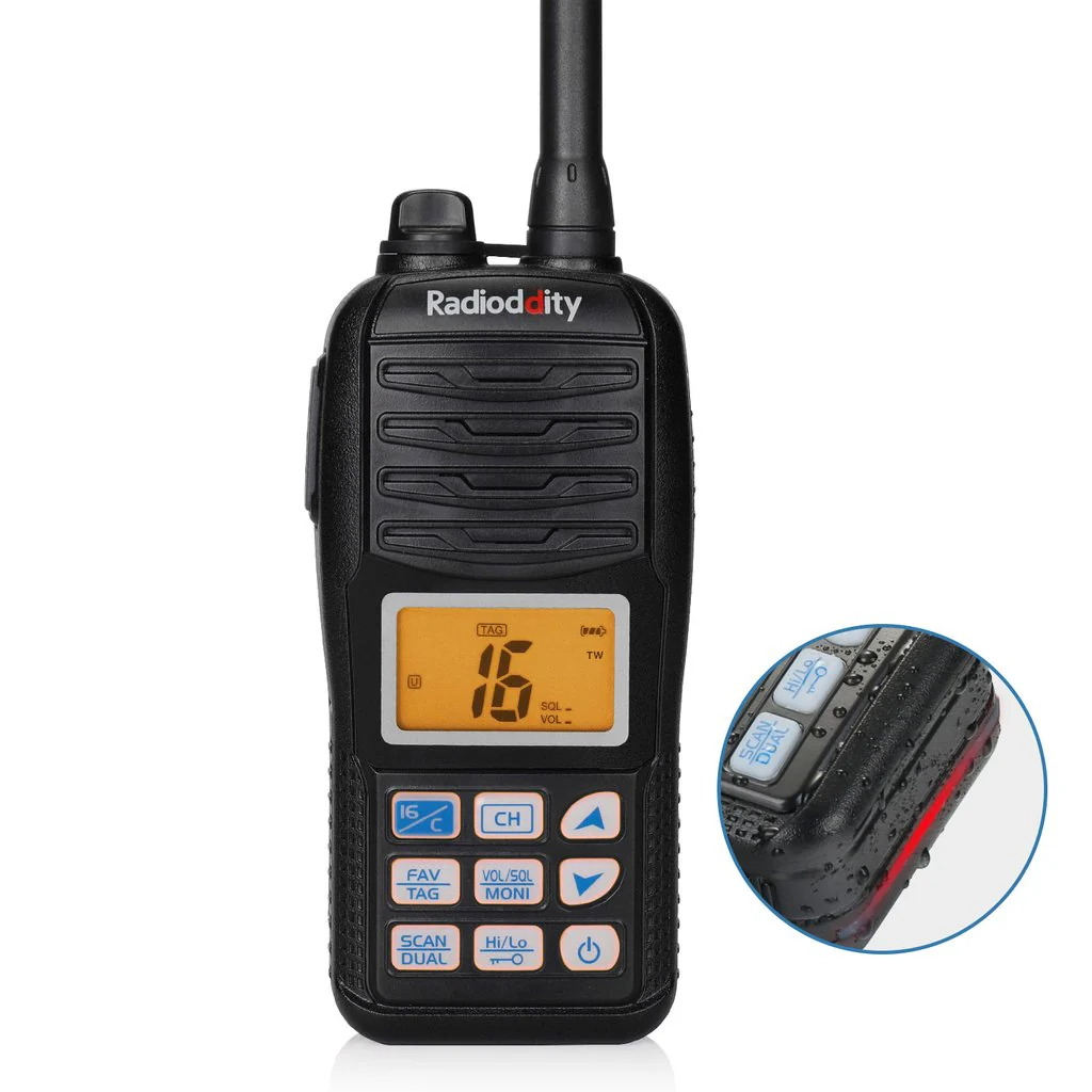 Radioddity Voyage RV6  Marine Radio VHF | Tri-watch | Waterproof | NOAA | Emergency Strobe LED [DISCONTINUED] - Image 3