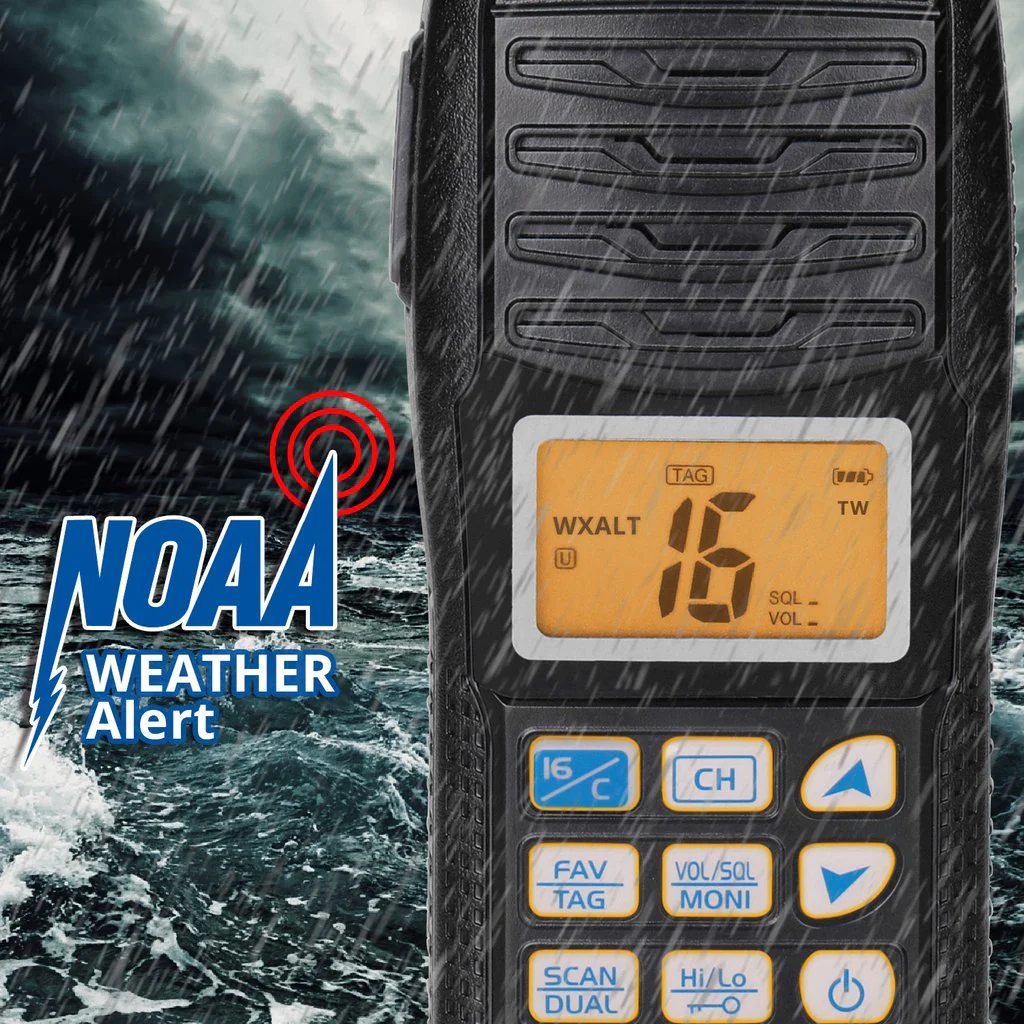 Radioddity Voyage RV6  Marine Radio VHF | Tri-watch | Waterproof | NOAA | Emergency Strobe LED [DISCONTINUED] - Image 6