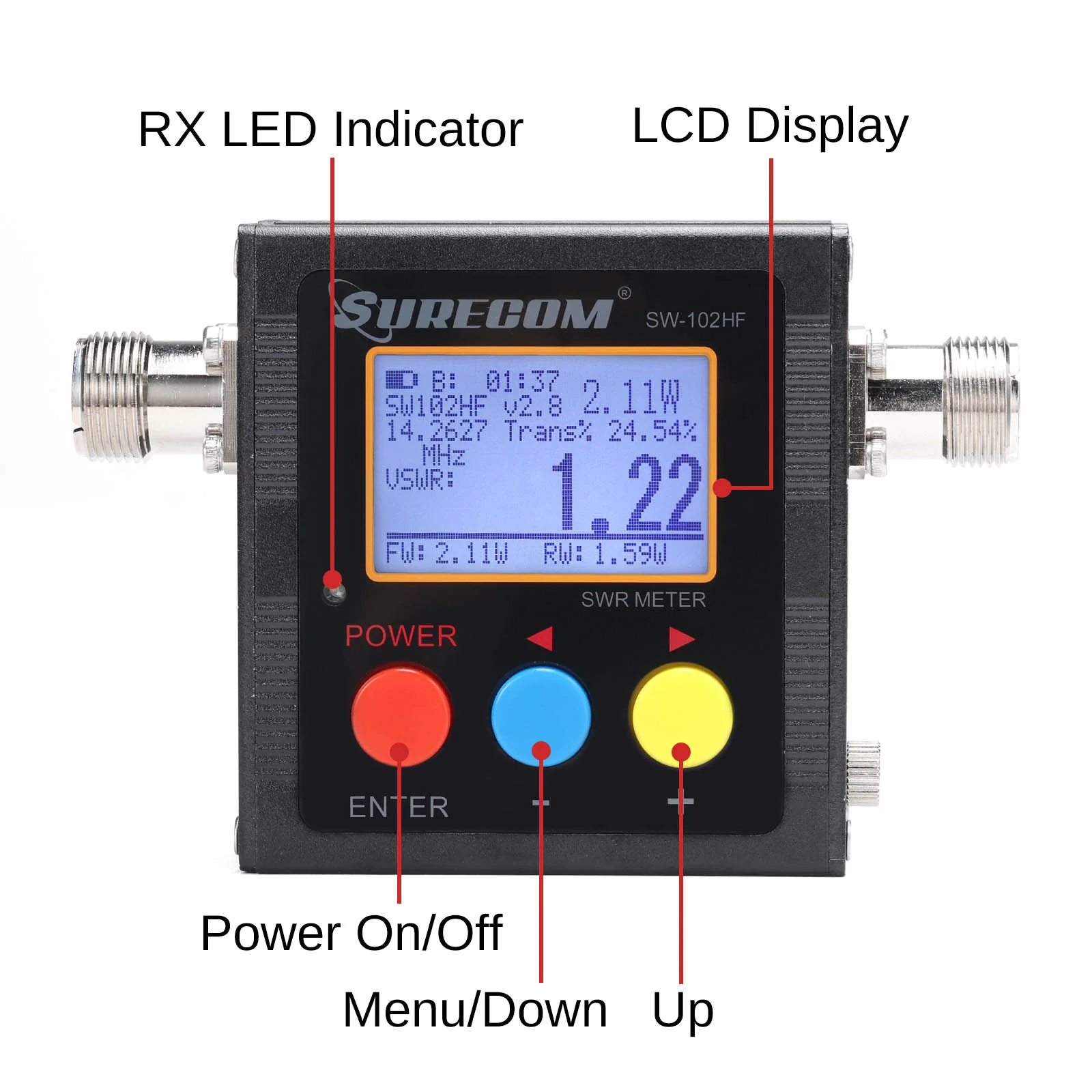 Surecom SW-102UV/SW-102HF SWR Power Meter | Max 120W | Dual Band / HF Band - Image 3