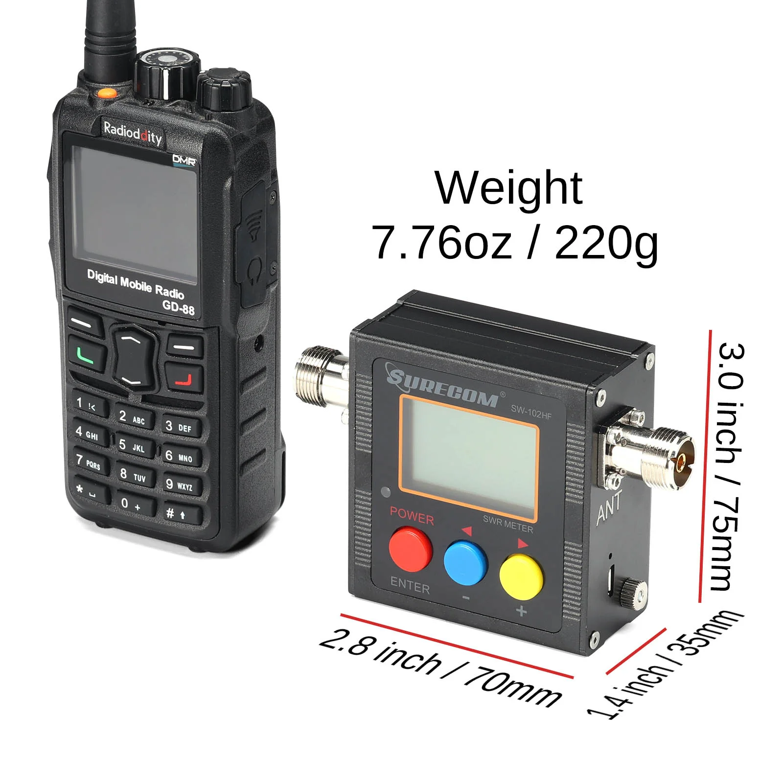 Surecom SW-102UV/SW-102HF SWR Power Meter | Max 120W | Dual Band / HF Band - Image 6