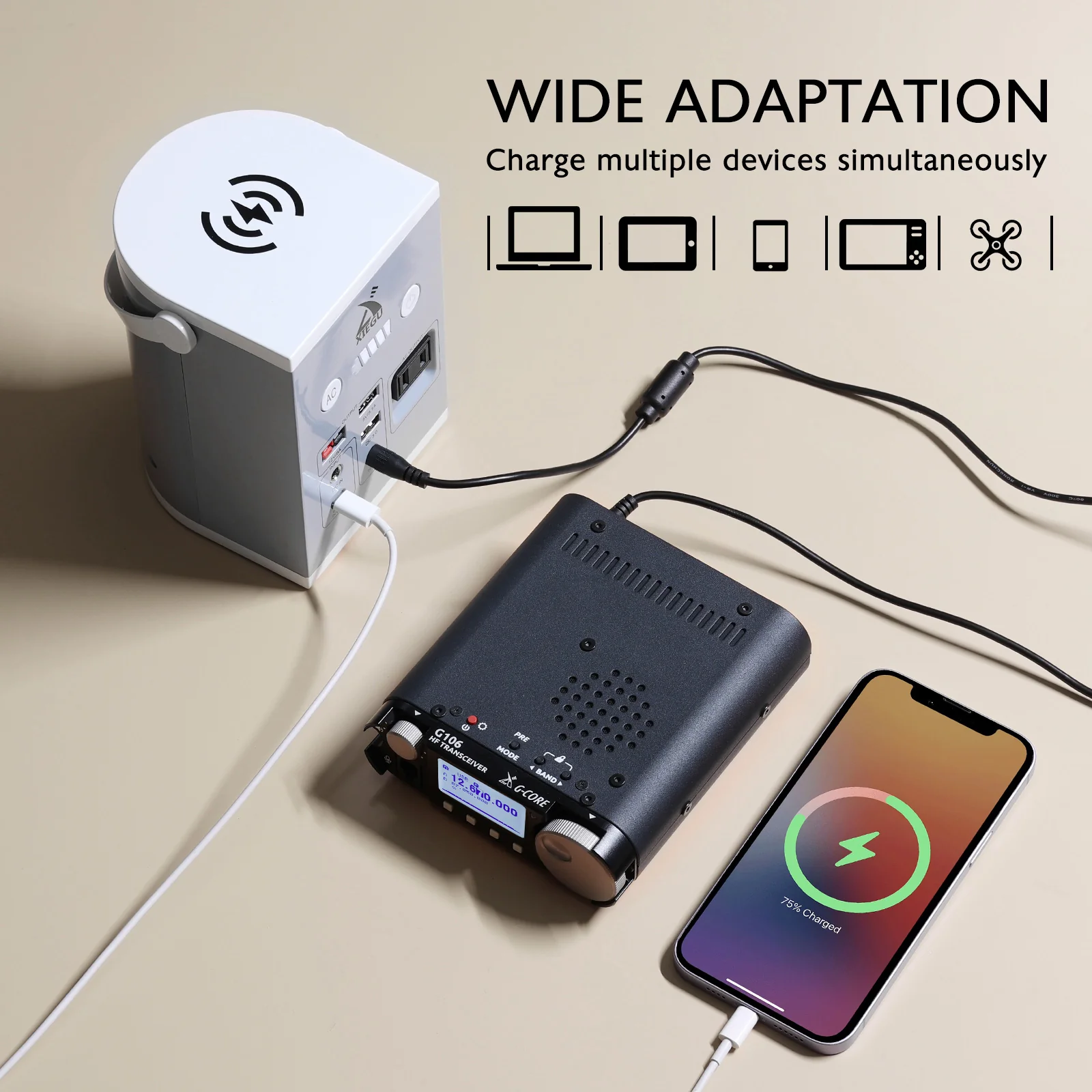Xiegu DH100 Portable Power Station | 100W 88.8Wh | Wireless Charging | Anderson DC AC USB-C | Flashlight [DISCONTINUED] - Image 8