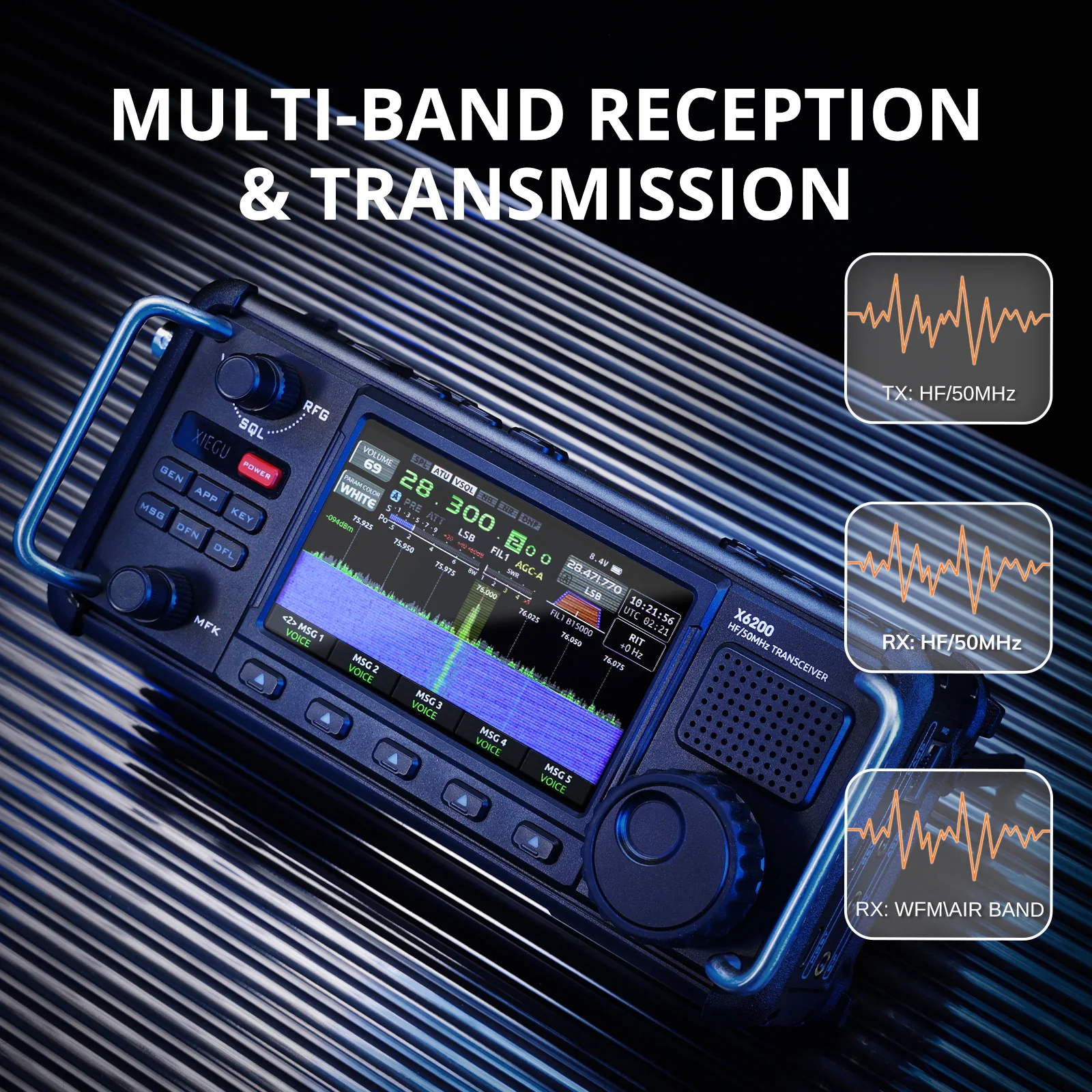 Xiegu X6200 HF Transceiver | 8W | Full Mode Full Band | RF Direct Sampling | Replaceable Battery | Built-in ATU | SDR Structure | WFM AIR RX - Image 5